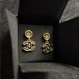 Chanel Gold Logo Earrings